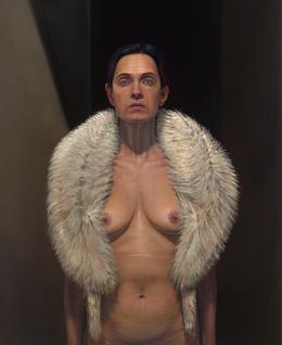 Aris Kalaizis | Frau mit Pelz | Öl auf Leinwand | 120 x 100 cm | 2014