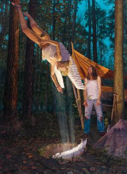 Aris Kalaizis, Die Einmischung der Engel, Öl auf Leinwand, 110 x 150 cm, 2009