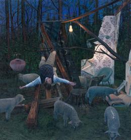 Aris Kalaizis, Das Schweigen des Waldes, Öl auf Leinwand, 150 x 180 cm, 2010