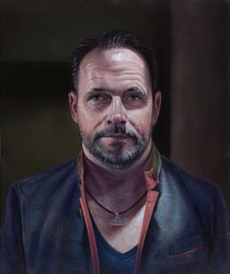 Aris Kalaizis | Andreas (Litauer) | Öl auf Leinwand | 60 x 50 cm | 2021 ( aus der Portraitserie "Das verborgene Gesicht)